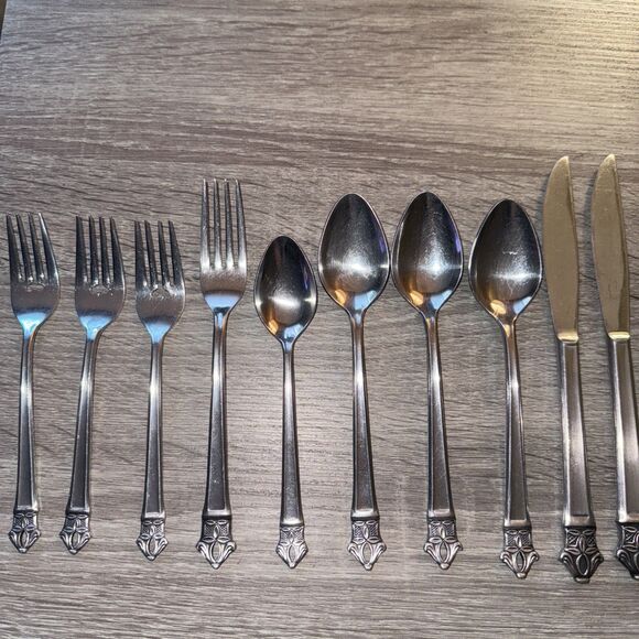 EKCO Eterna Padua Stainless Steel Flatware Forks Knives Spoons Lot Of 10 Japan - Picture 2 of 13